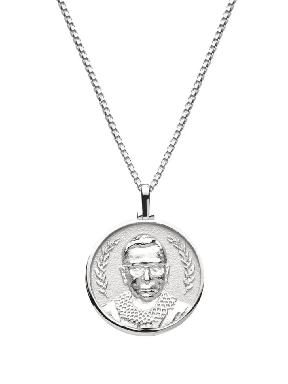 Sterling Silver Awe Inspired Ruth Bader Ginsburg pendant + Scales of Justice